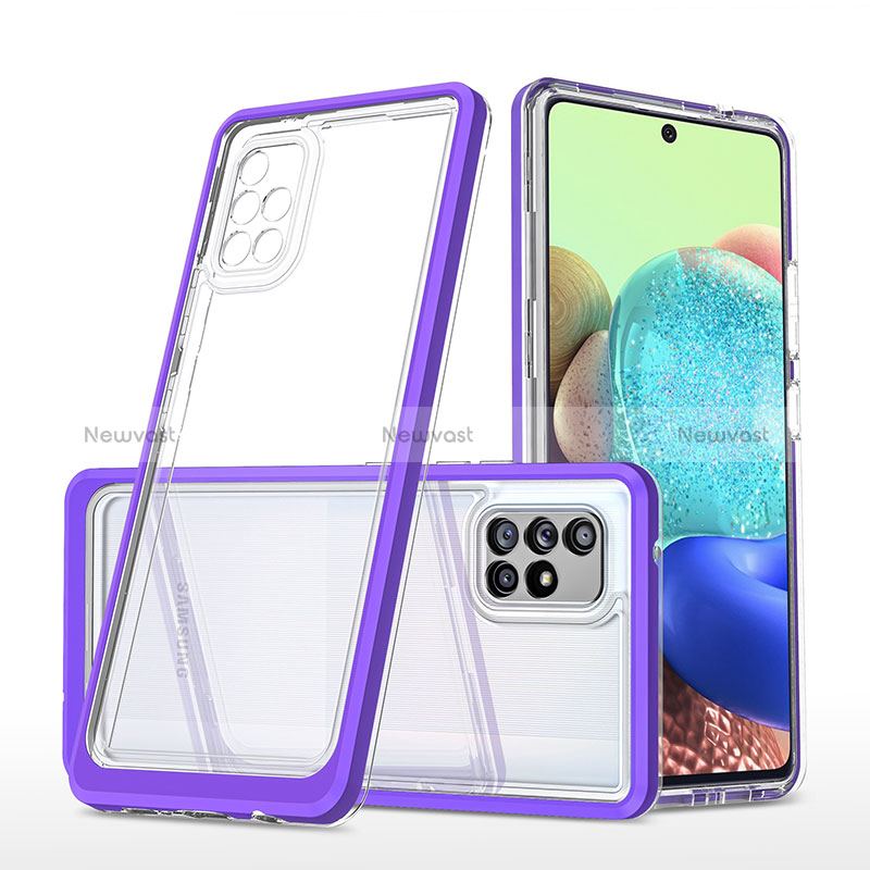 Silicone Transparent Mirror Frame Case Cover MQ1 for Samsung Galaxy A71 5G Purple