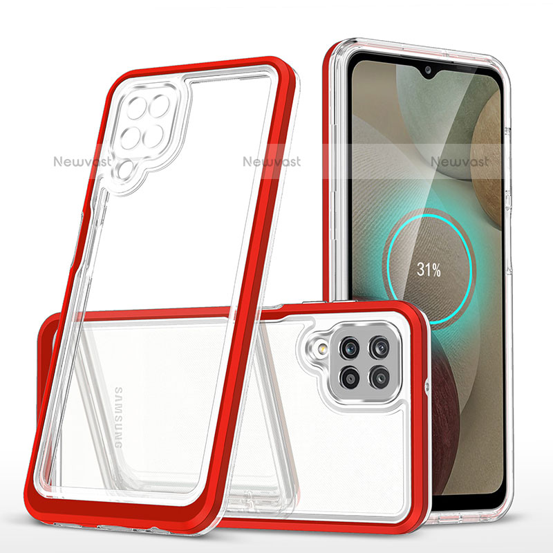Silicone Transparent Mirror Frame Case Cover MQ1 for Samsung Galaxy F12 Red