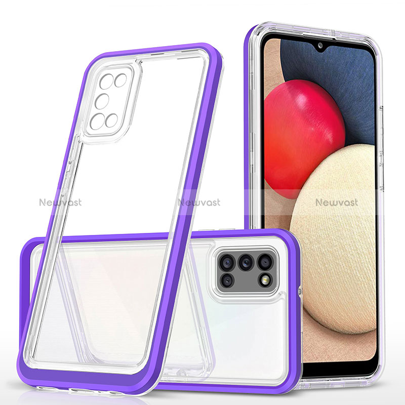 Silicone Transparent Mirror Frame Case Cover MQ1 for Samsung Galaxy M02s Purple