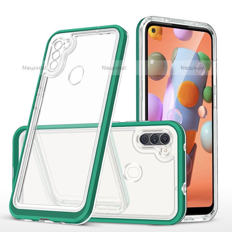 Silicone Transparent Mirror Frame Case Cover MQ1 for Samsung Galaxy M11 Green