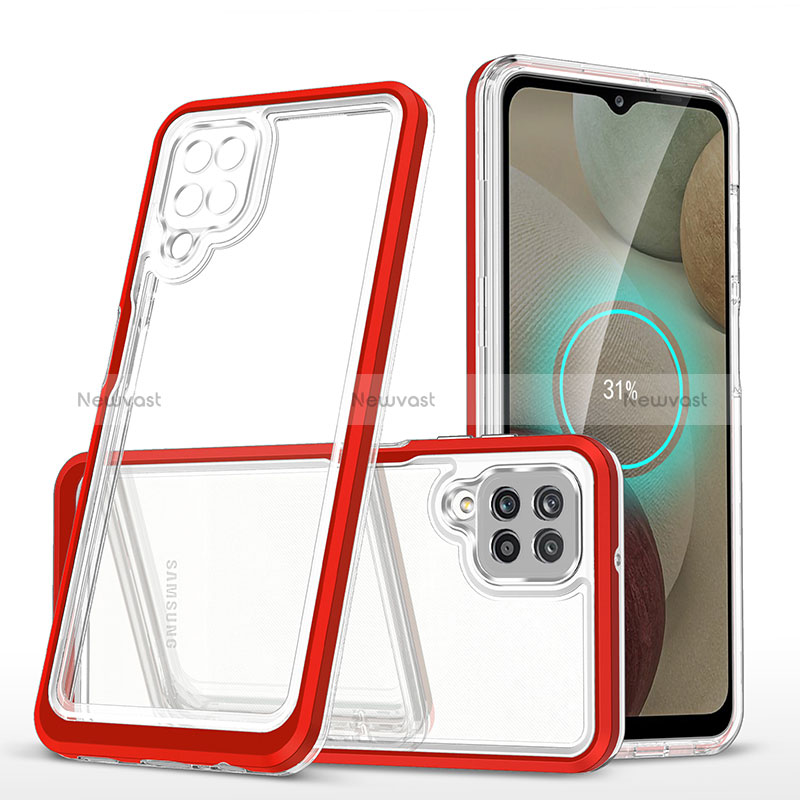 Silicone Transparent Mirror Frame Case Cover MQ1 for Samsung Galaxy M12 Red