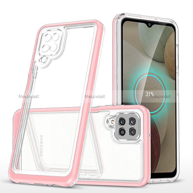 Silicone Transparent Mirror Frame Case Cover MQ1 for Samsung Galaxy M12 Rose Gold