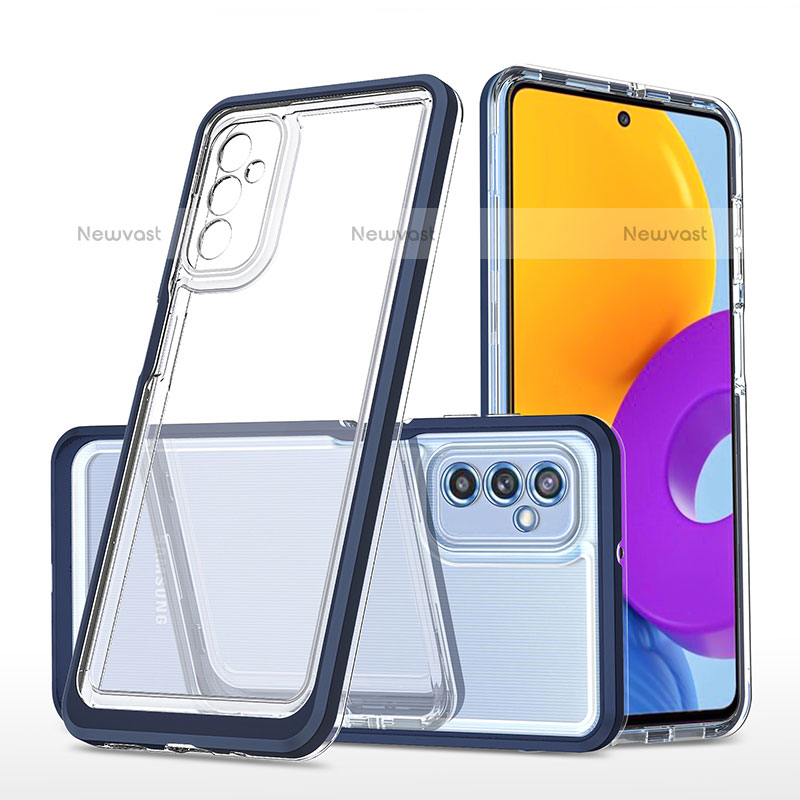 Silicone Transparent Mirror Frame Case Cover MQ1 for Samsung Galaxy M52 5G Blue