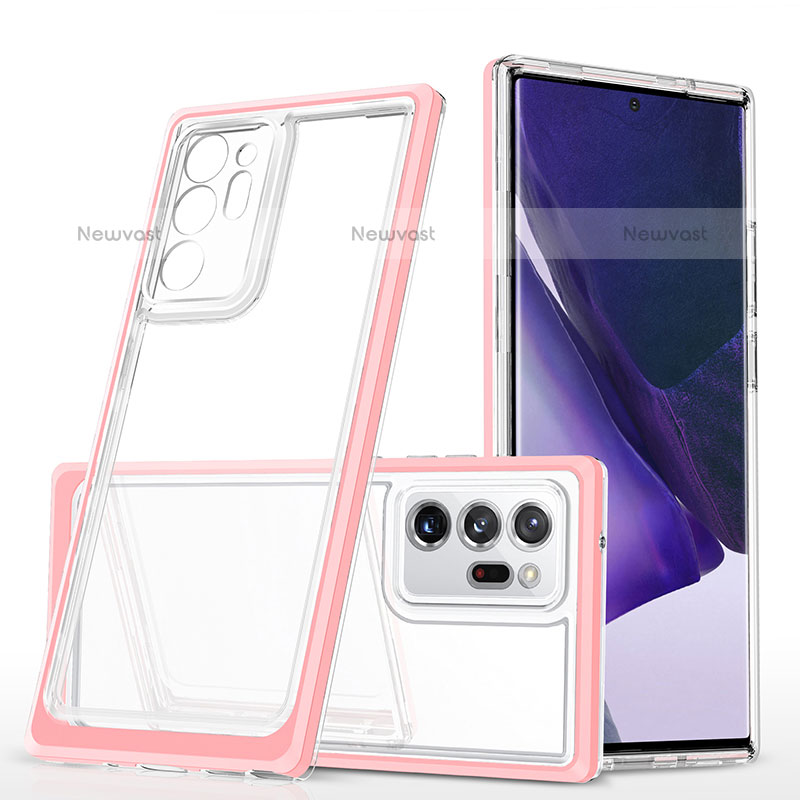 Silicone Transparent Mirror Frame Case Cover MQ1 for Samsung Galaxy Note 20 Ultra 5G Rose Gold