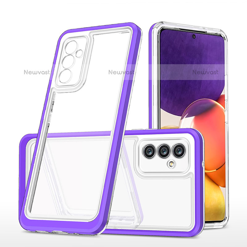 Silicone Transparent Mirror Frame Case Cover MQ1 for Samsung Galaxy Quantum2 5G Purple