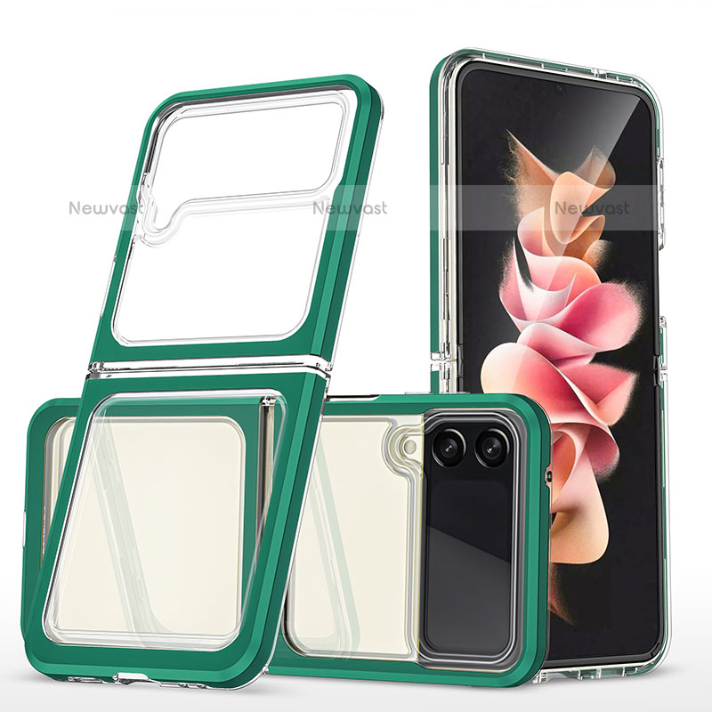 Silicone Transparent Mirror Frame Case Cover MQ1 for Samsung Galaxy Z Flip3 5G