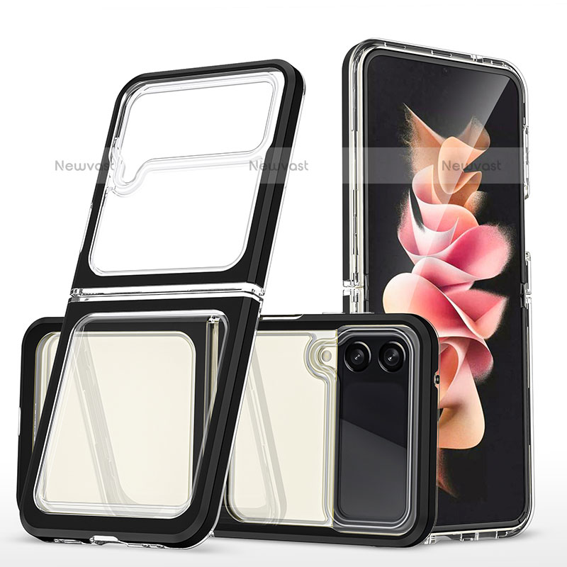 Silicone Transparent Mirror Frame Case Cover MQ1 for Samsung Galaxy Z Flip3 5G Black