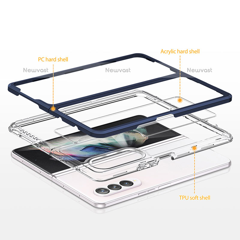 Silicone Transparent Mirror Frame Case Cover MQ1 for Samsung Galaxy Z Fold3 5G