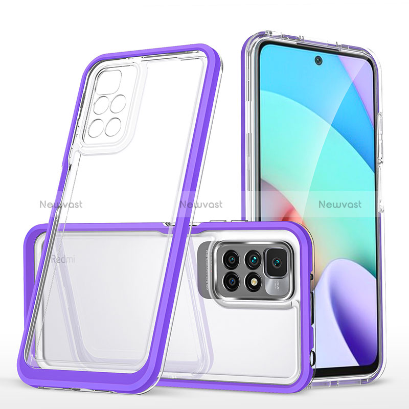 Silicone Transparent Mirror Frame Case Cover MQ1 for Xiaomi Redmi 10 (2022) Purple