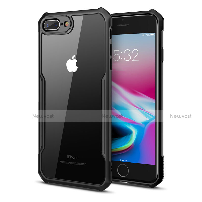 Silicone Transparent Mirror Frame Case Cover P01 for Apple iPhone 8 Plus Black