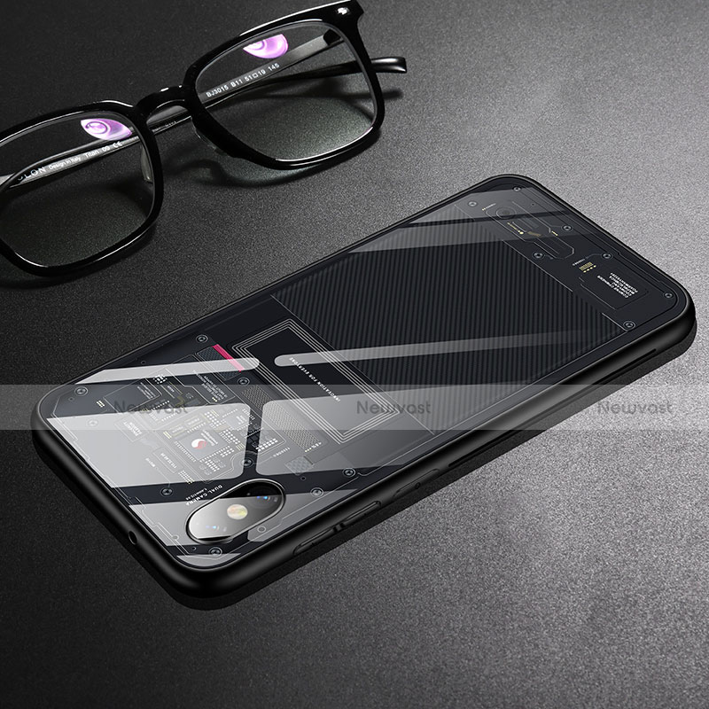 Silicone Transparent Mirror Frame Case Cover S01 for Xiaomi Mi 8 Explorer Black