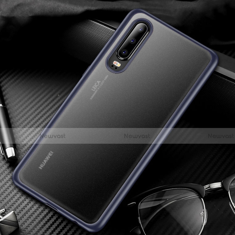 Silicone Transparent Mirror Frame Case Cover T01 for Huawei P30 Blue