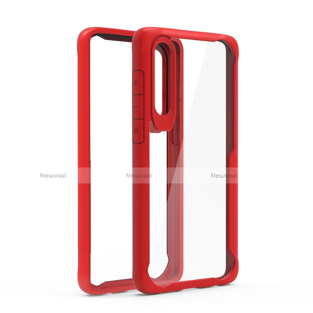 Silicone Transparent Mirror Frame Case Cover T02 for Huawei P30 Red