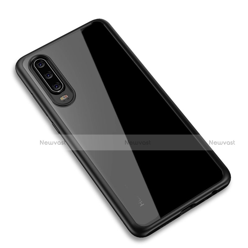 Silicone Transparent Mirror Frame Case Cover T03 for Huawei P30 Black