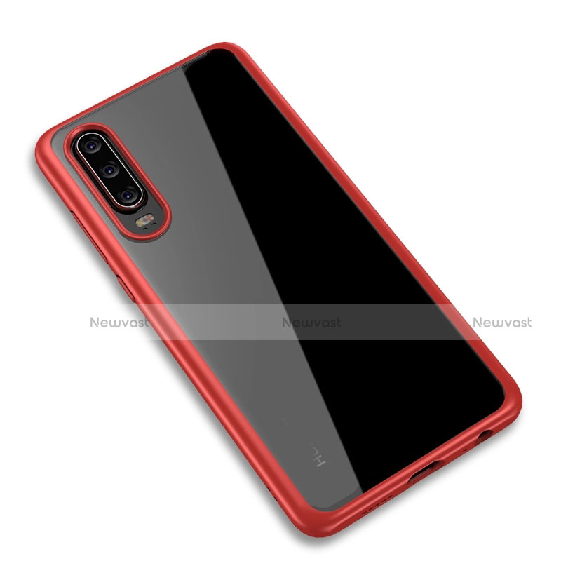 Silicone Transparent Mirror Frame Case Cover T03 for Huawei P30 Red