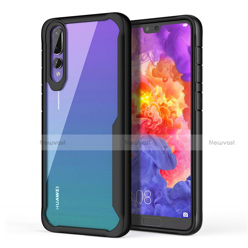 Silicone Transparent Mirror Frame Case Cover Z01 for Huawei P20 Pro Black