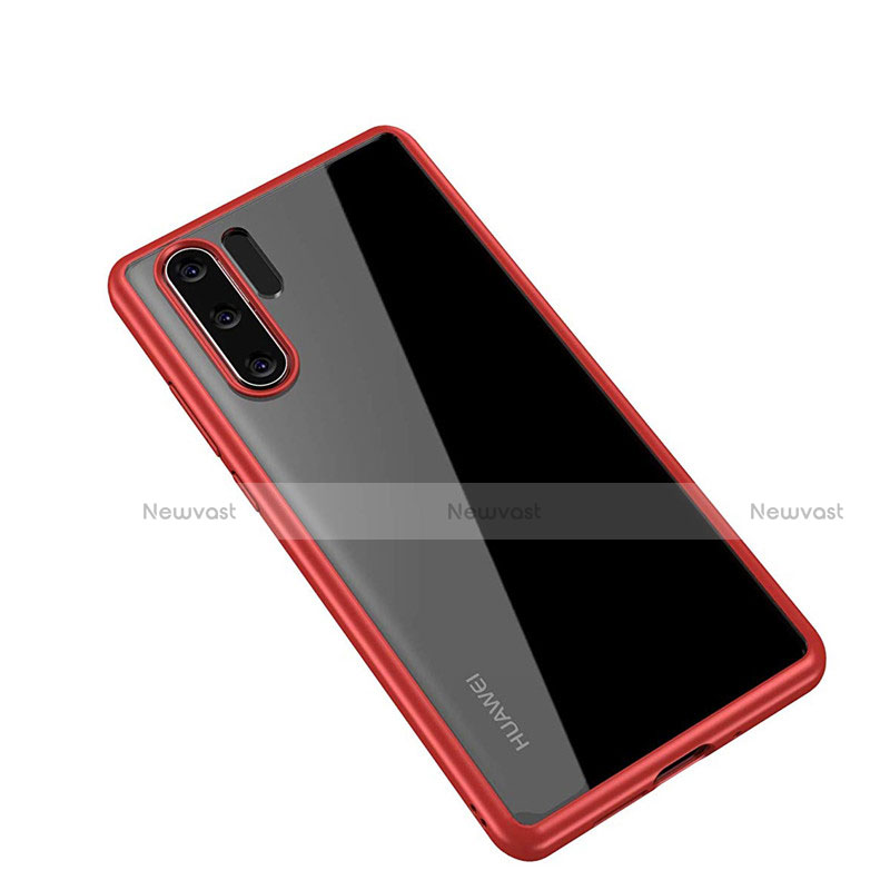 Silicone Transparent Mirror Frame Case Cover Z01 for Huawei P30 Pro New Edition Red