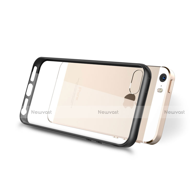 Silicone Transparent Mirror Frame Case for Apple iPhone 5S Black