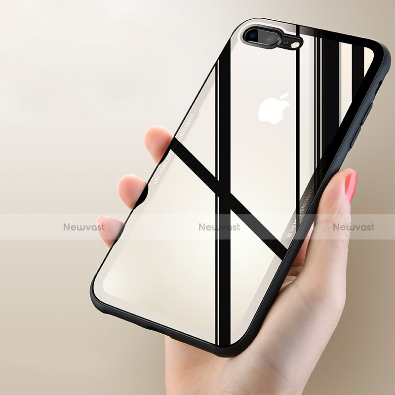 Silicone Transparent Mirror Frame Case for Apple iPhone 7 Plus Clear