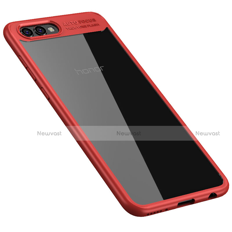 Silicone Transparent Mirror Frame Case for Huawei Honor V10 Red