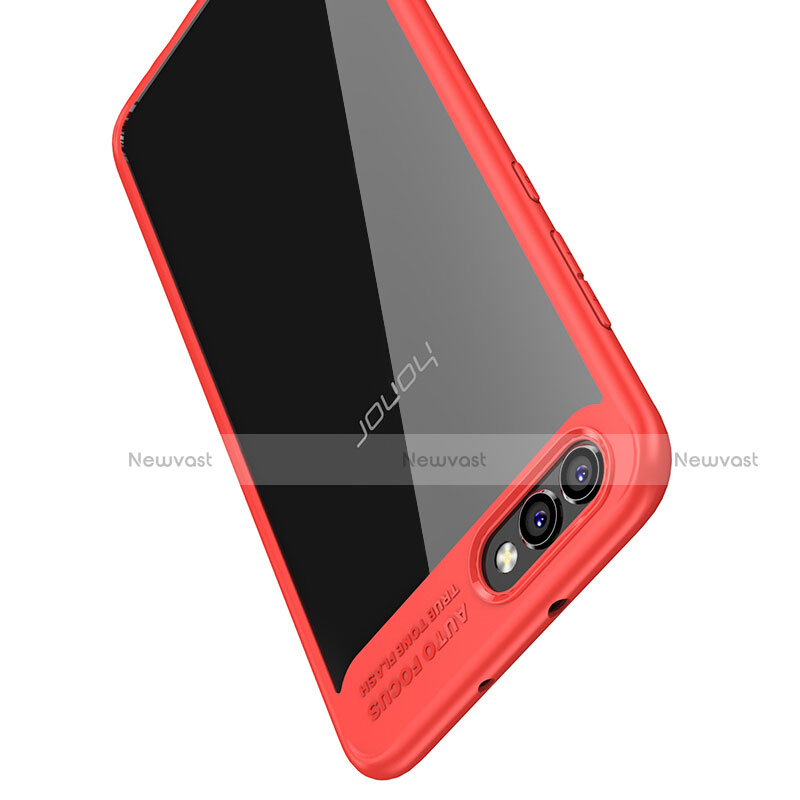 Silicone Transparent Mirror Frame Case for Huawei Honor V10 Red