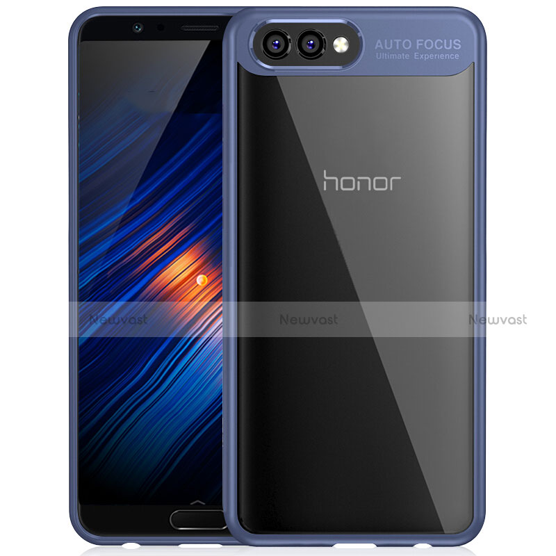 Silicone Transparent Mirror Frame Case for Huawei Honor View 10 Blue