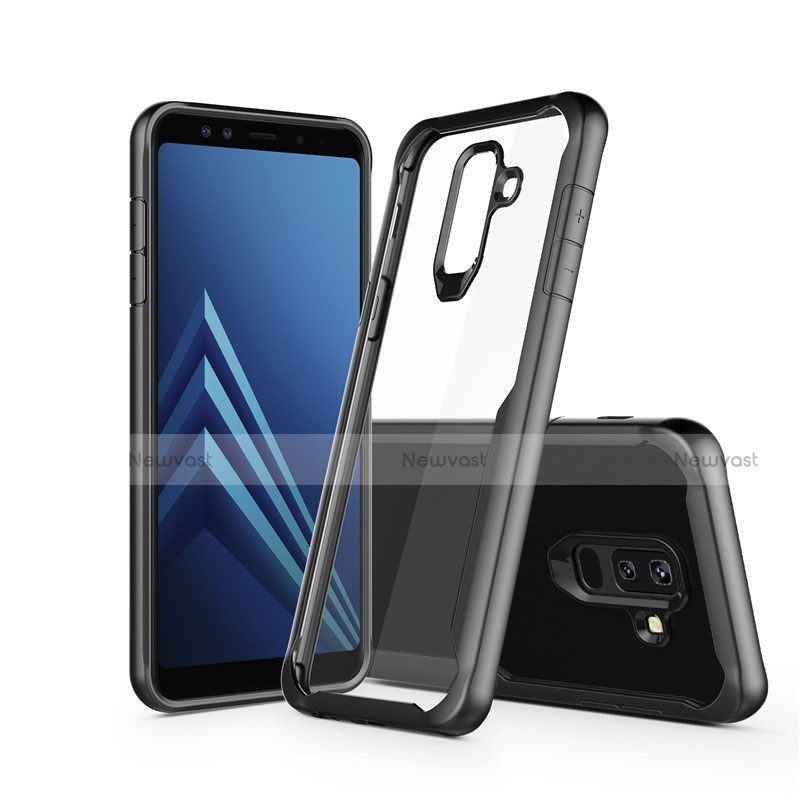 Silicone Transparent Mirror Frame Case for Samsung Galaxy A6 Plus (2018) Black