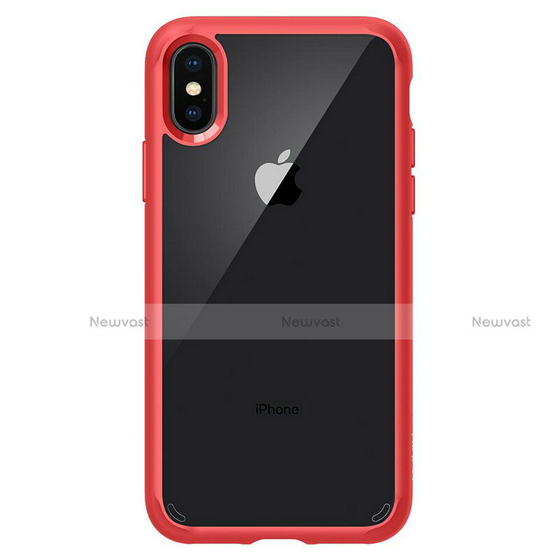 Silicone Transparent Mirror Frame Cover 360 Degrees for Apple iPhone X Red