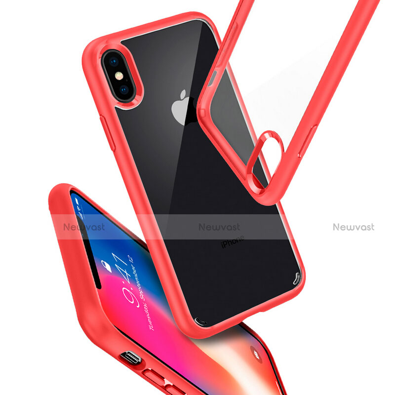 Silicone Transparent Mirror Frame Cover 360 Degrees for Apple iPhone Xs Max Red