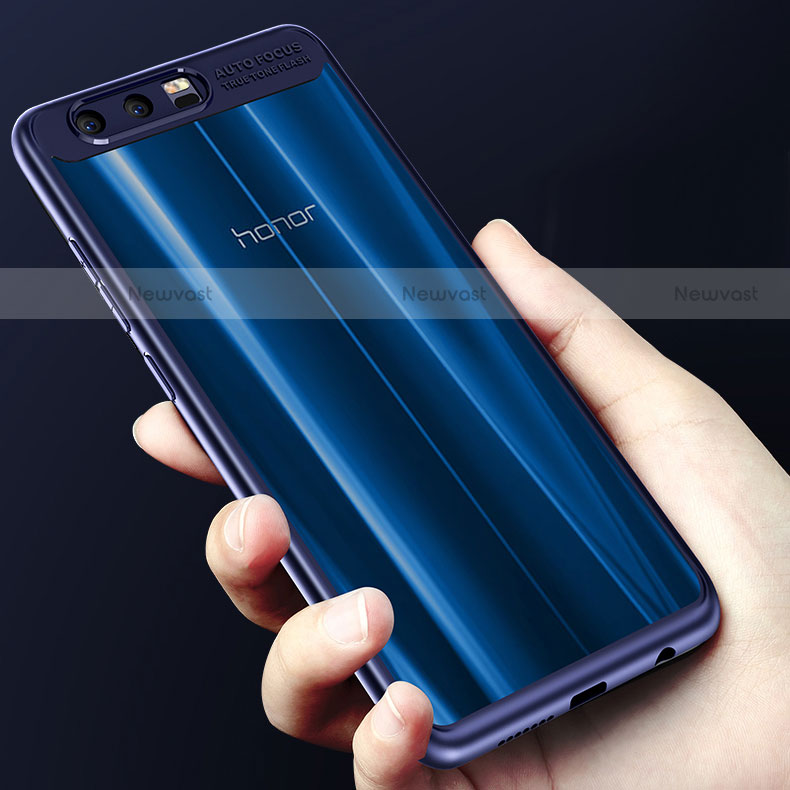 Silicone Transparent Mirror Frame Cover 360 Degrees for Huawei Honor 9 Blue