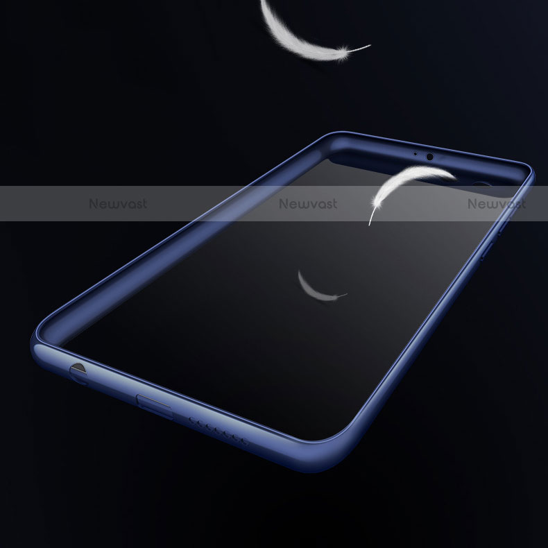 Silicone Transparent Mirror Frame Cover 360 Degrees for Huawei Honor 9 Blue