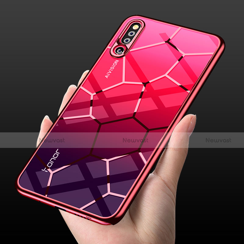 Silicone Transparent Mirror M03 Frame Case Cover for Huawei Honor Magic 2 Red