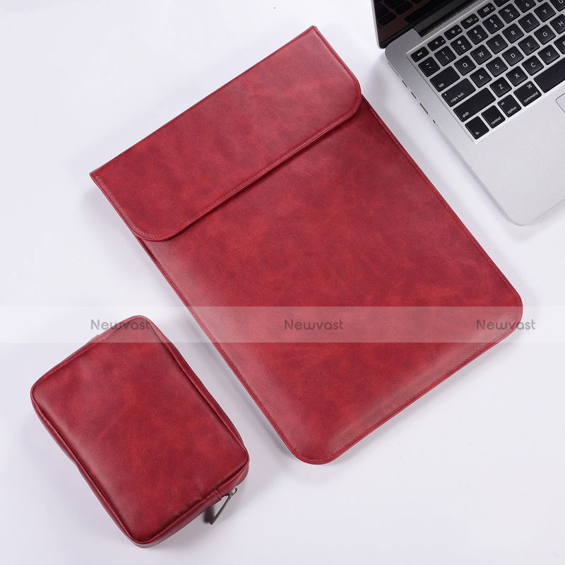 Sleeve Velvet Bag Leather Case Pocket for Apple MacBook 12 inch Red