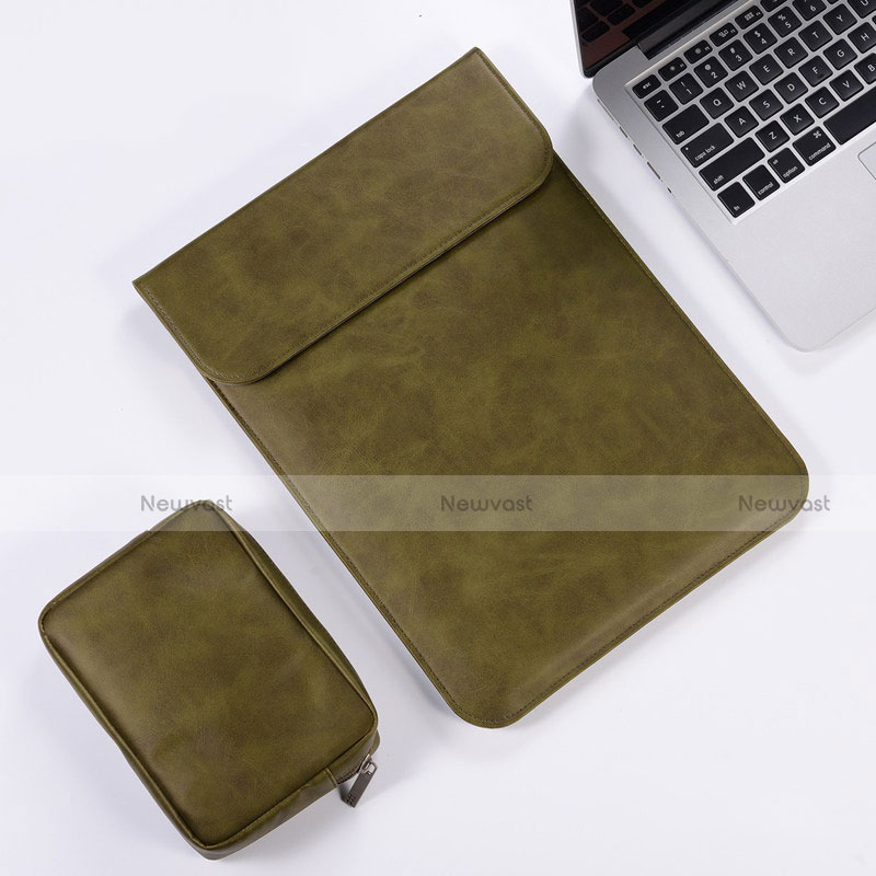 Sleeve Velvet Bag Leather Case Pocket for Apple MacBook Air 13.3 inch (2018) Green