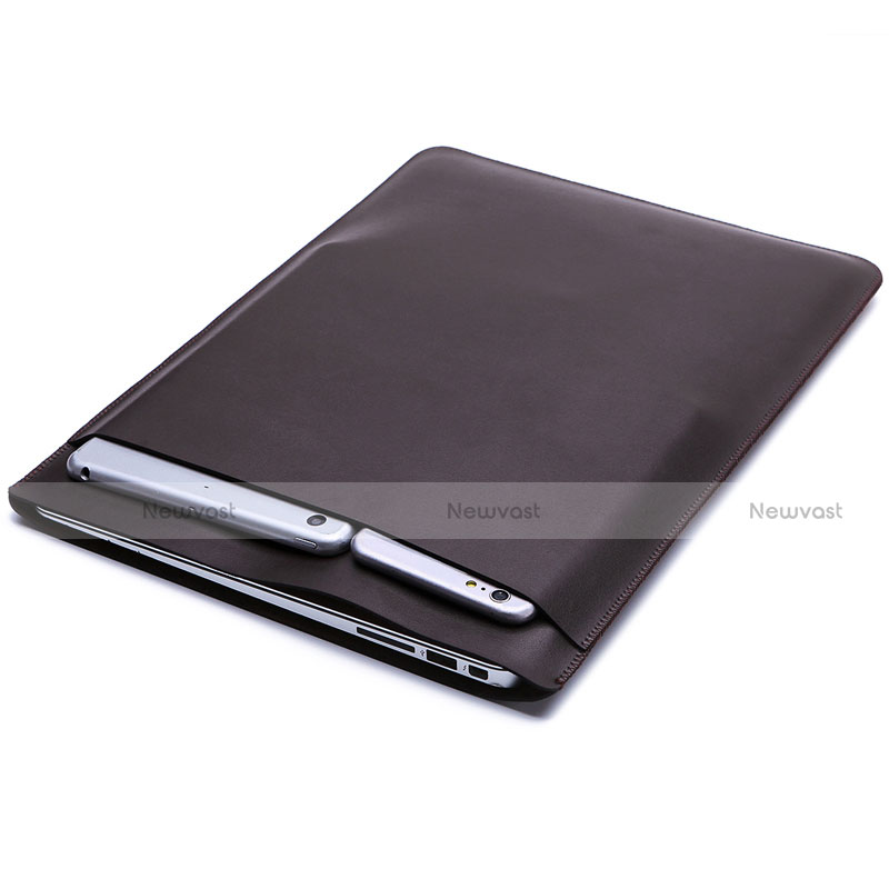 Sleeve Velvet Bag Leather Case Pocket for Huawei Honor MagicBook 14 Brown