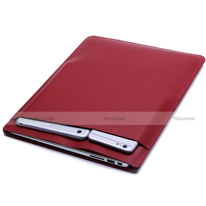 Sleeve Velvet Bag Leather Case Pocket L03 for Huawei Honor MagicBook Pro (2020) 16.1 Red Wine