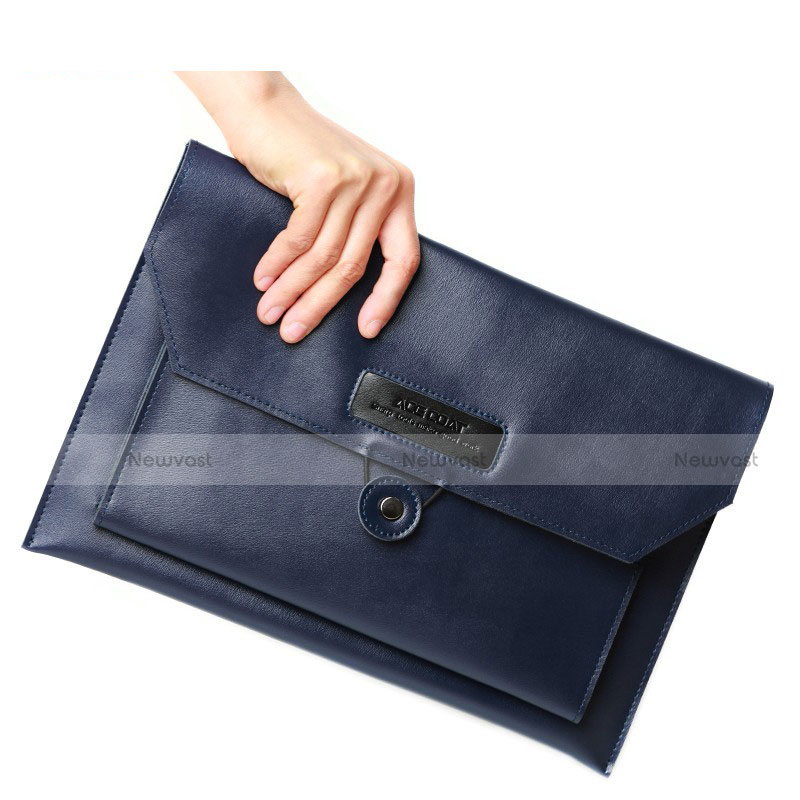 Sleeve Velvet Bag Leather Case Pocket L12 for Apple MacBook Air 13 inch Blue