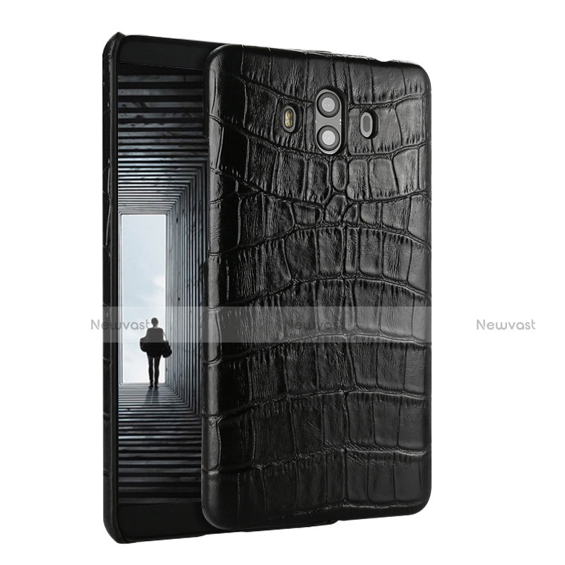 Soft Luxury Crocodile Leather Snap On Case for Huawei Mate 10 Black