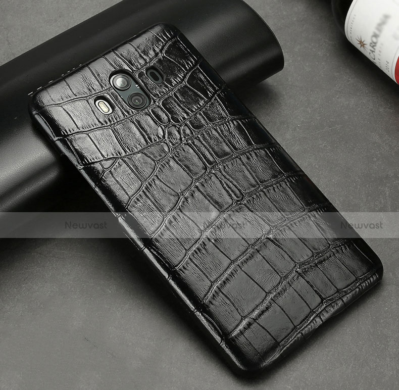 Soft Luxury Crocodile Leather Snap On Case for Huawei Mate 10 Black