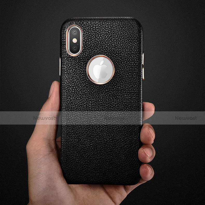 Soft Luxury Leather Snap On Case C01 for Apple iPhone Xs Black