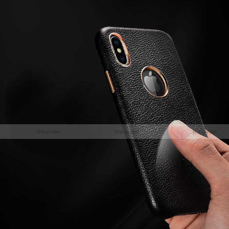 Soft Luxury Leather Snap On Case C01 for Apple iPhone Xs Black