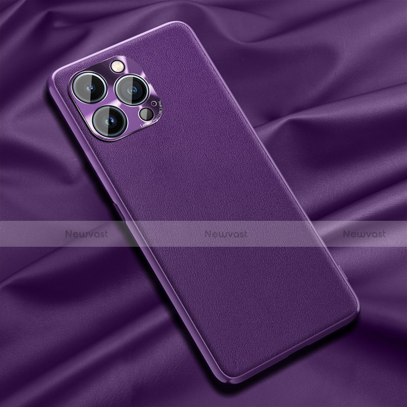 Soft Luxury Leather Snap On Case Cover A01 for Apple iPhone 13 Pro Max Purple