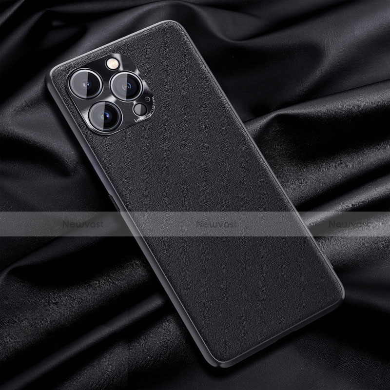 Soft Luxury Leather Snap On Case Cover A01 for Apple iPhone 16 Pro Black