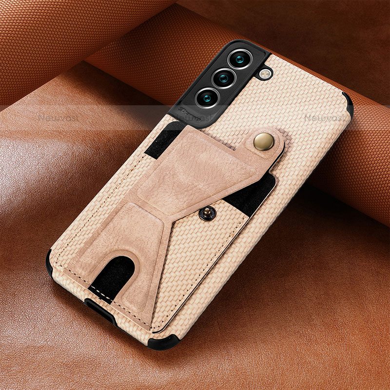 Soft Luxury Leather Snap On Case Cover A01D for Samsung Galaxy S21 5G Gold