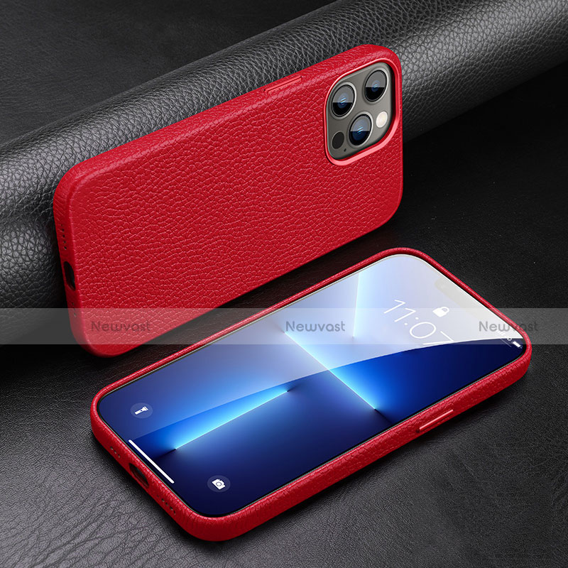 Soft Luxury Leather Snap On Case Cover A03 for Apple iPhone 13 Pro Red