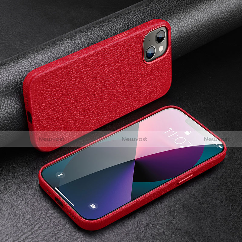 Soft Luxury Leather Snap On Case Cover A03 for Apple iPhone 13 Red