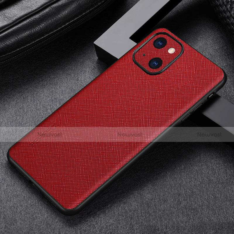 Soft Luxury Leather Snap On Case Cover A04 for Apple iPhone 13 Red