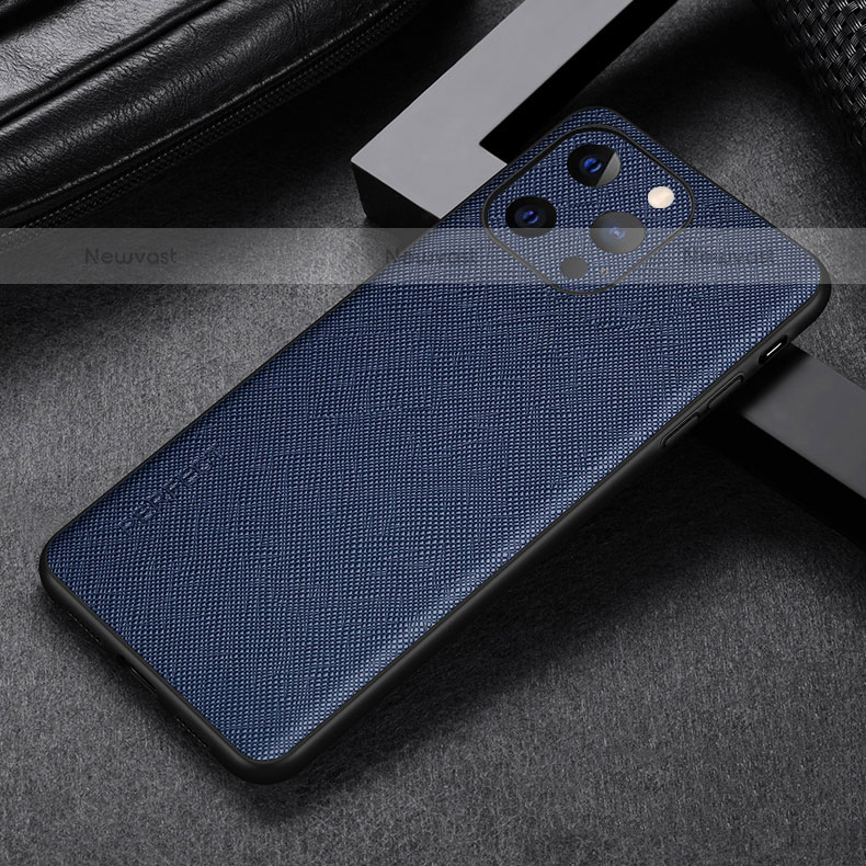 Soft Luxury Leather Snap On Case Cover A04 for Apple iPhone 16 Pro Max Blue