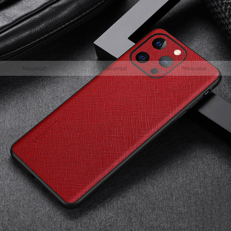 Soft Luxury Leather Snap On Case Cover A04 for Apple iPhone 16 Pro Max Red