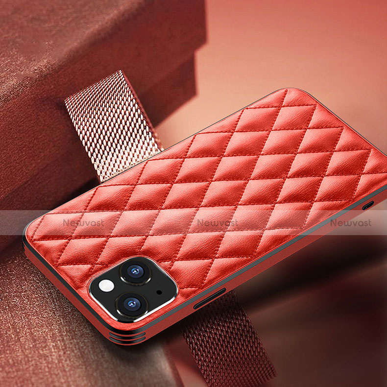 Soft Luxury Leather Snap On Case Cover A07 for Apple iPhone 13 Red